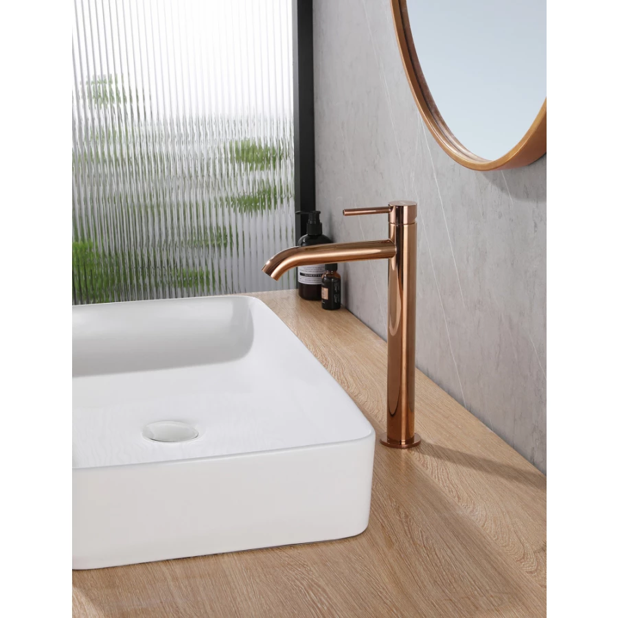 Смеситель Abber Wasser Kreis для накладной раковины розовое золото AF8111RG