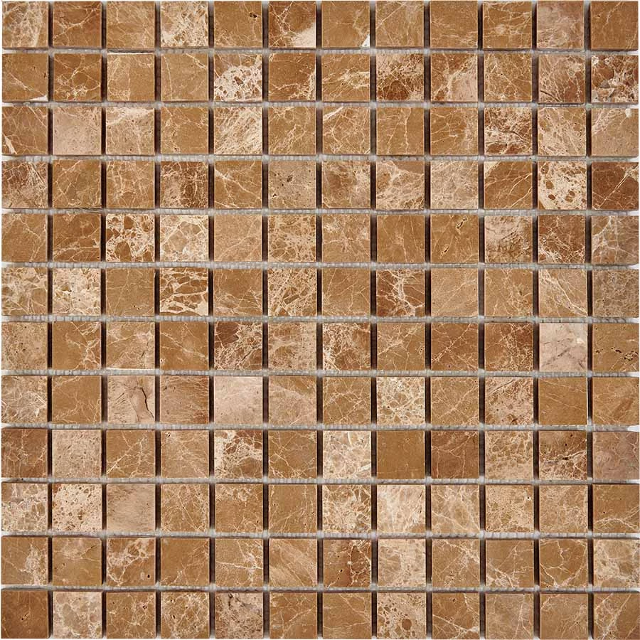 Мозаика Pixel mosaic Мрамор Light Emperador чип 15x15 мм сетка Полированная Pix221 30,5х30,5 см