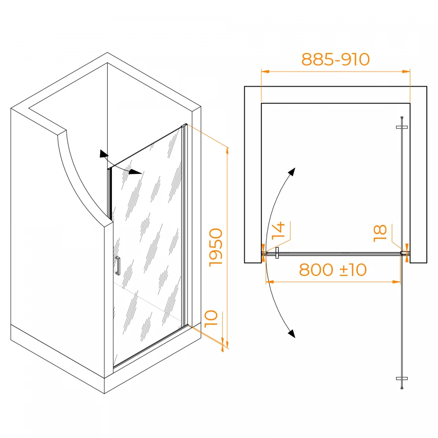 Душевая дверь RGW LE-003B Матовое-Сатинат 351200309-24 90 см
