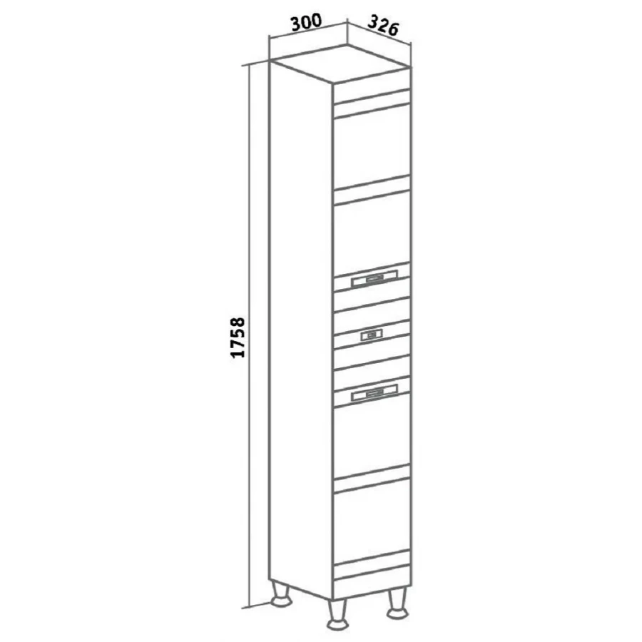 Пенал Runo Турин 30 правый с корзиной для белья УТ000002108 30x175.8 см