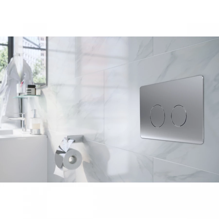 Кнопка смыва Azario двойная круглая цвет хром матовый AZ-8200-0083 AZ-P57-0110