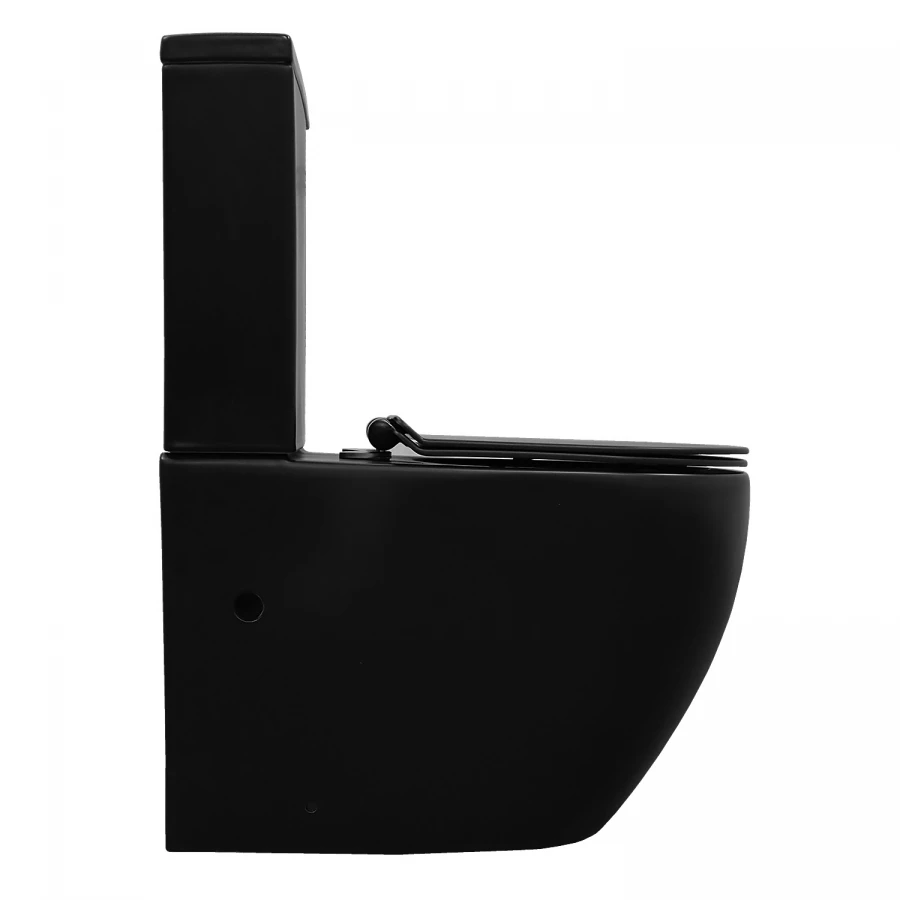 Унитаз-компакт Azario Corsa напольный безободковый в комплекте с быстросъемным сиденьем микролифт черный матовый AZ-2062S-MB 38х63х83 см