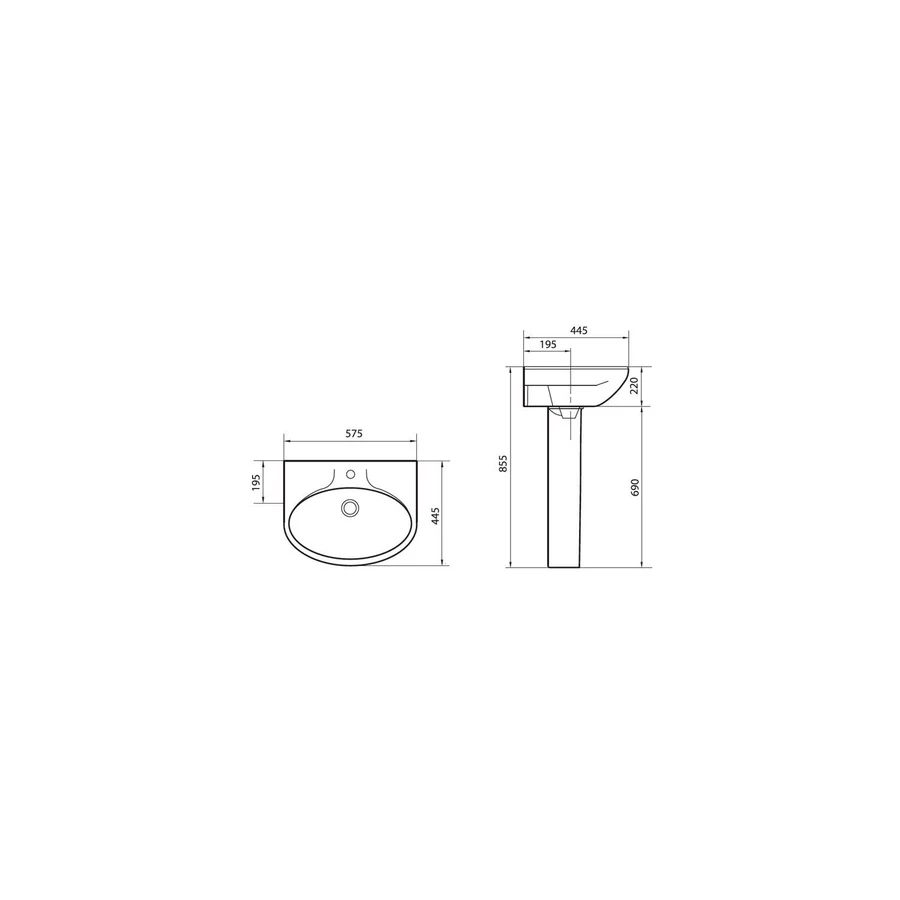 Раковина Sanita Самарский белый SMRSAWB01 57,5х44,5х22 см