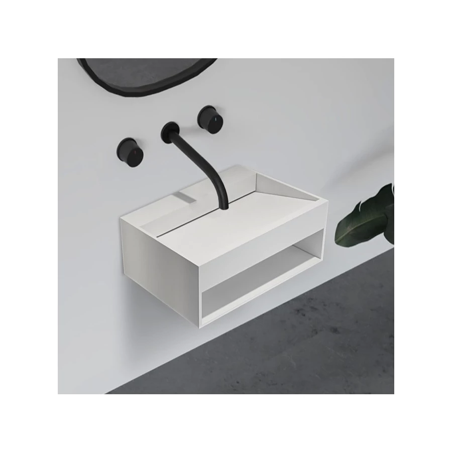 Тумба с раковиной Abber Stein подвесная белая матовая AS2645-0.8 80x28 см