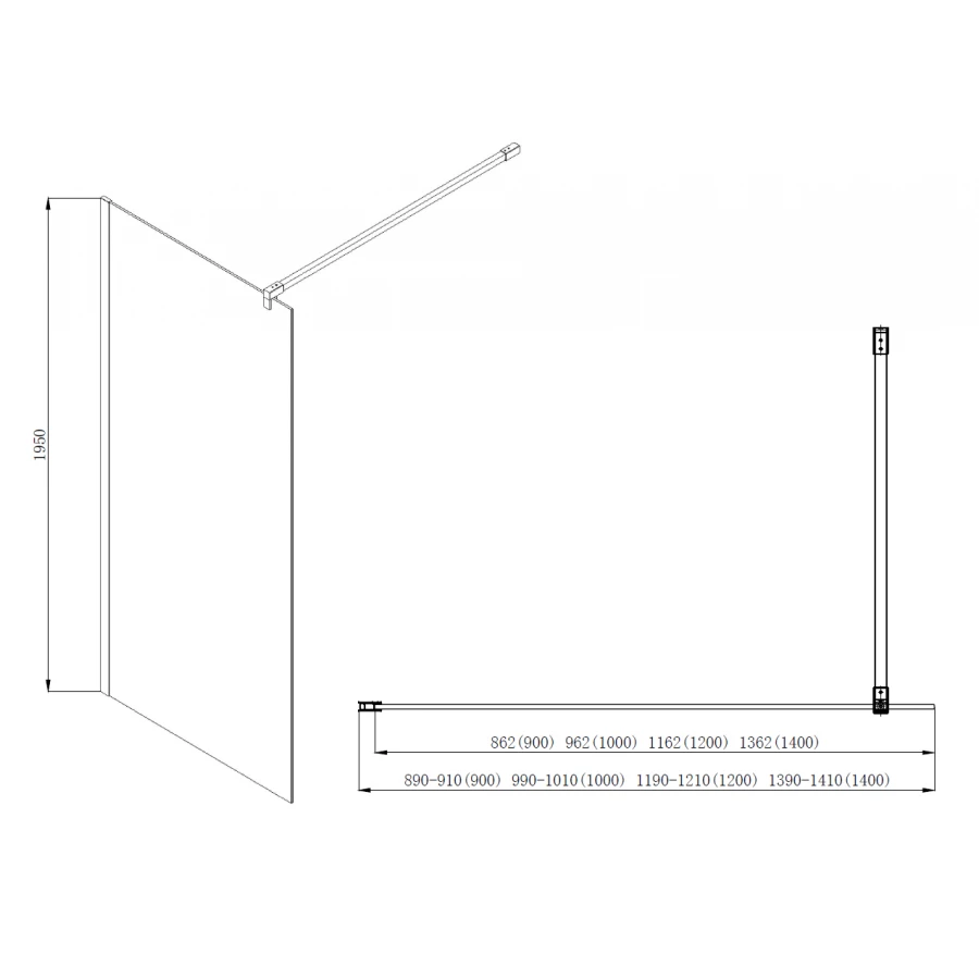 Душевая перегородка Azario Chicago Walk-in прозрачное стекло 8 мм цвет профиля серебро AZ-NAR6310 1000 100x195 см