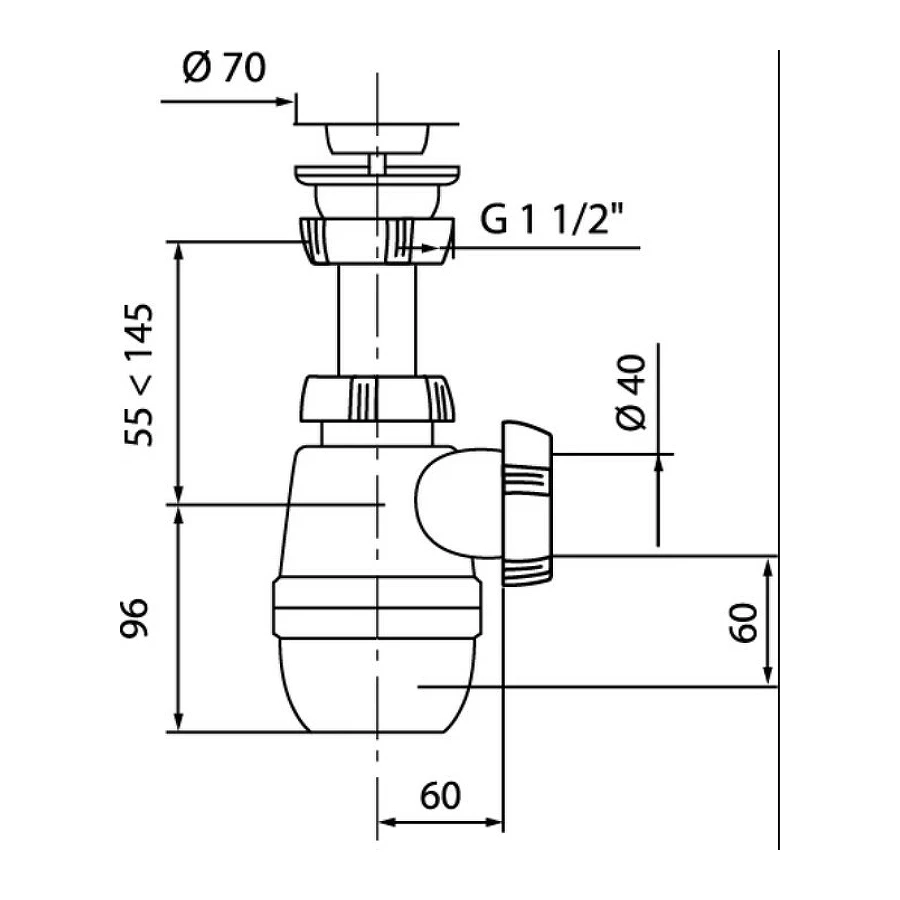 Сифон Wirquin Минор с выпуском 1½ х 40 мм 30718024