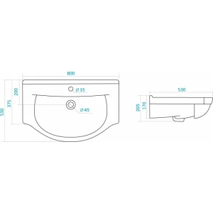 Раковина Santek Эльбрус 80 1.WH10.9.653