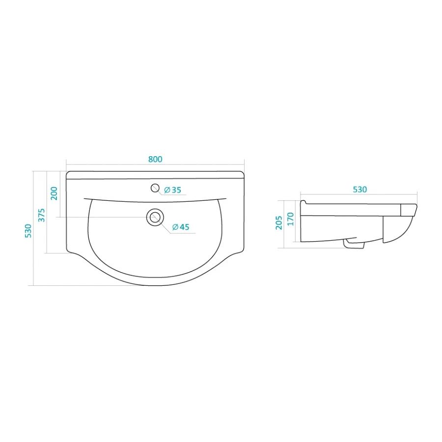 Раковина Santek Эльбрус 80 1.WH10.9.653