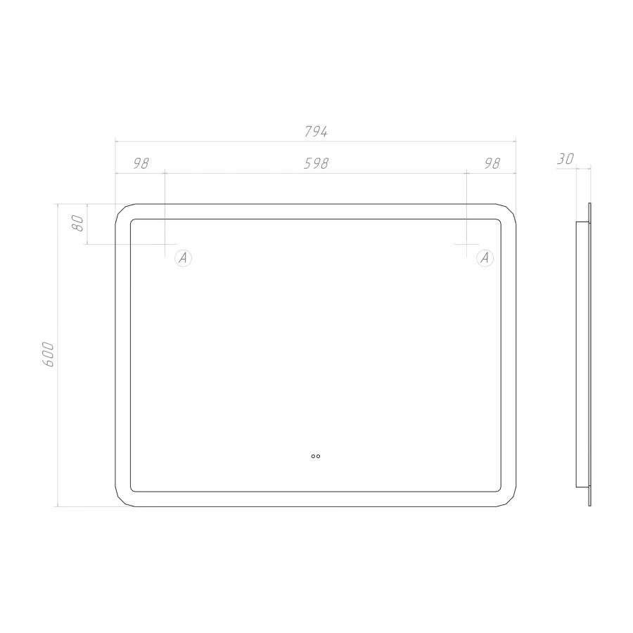 Зеркало Vigo Wing Classic 800 82 79.4x60 см