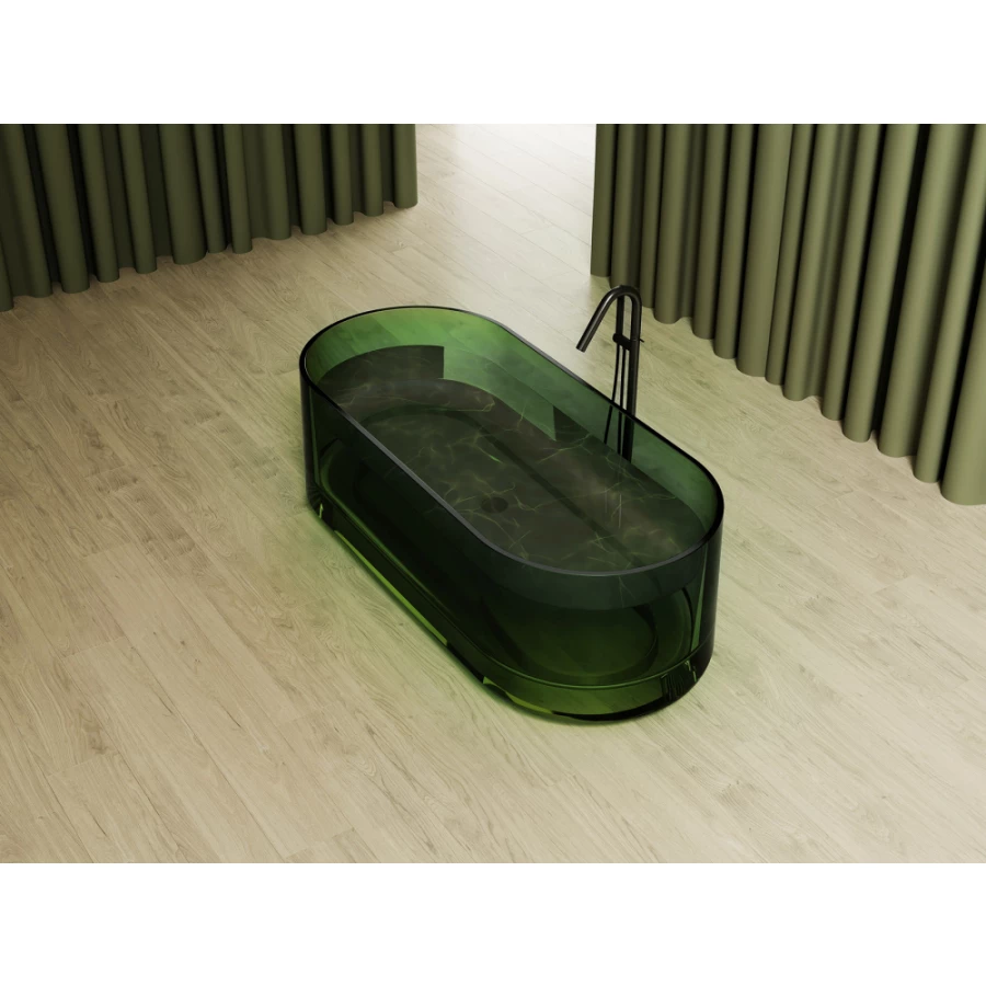 Прозрачная ванна Abber Kristall зеленая AT9708Emerald 170х75 см