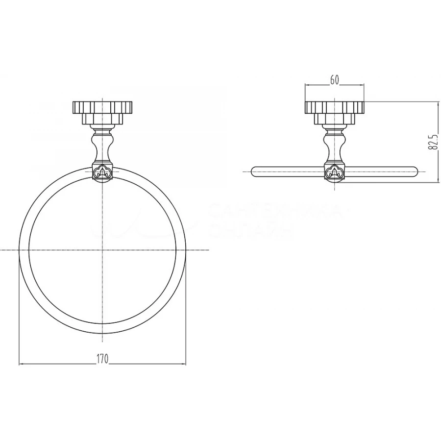 Держатель для полотенца настенный Milacio Villena бронза MC.907.BR 17х23 см