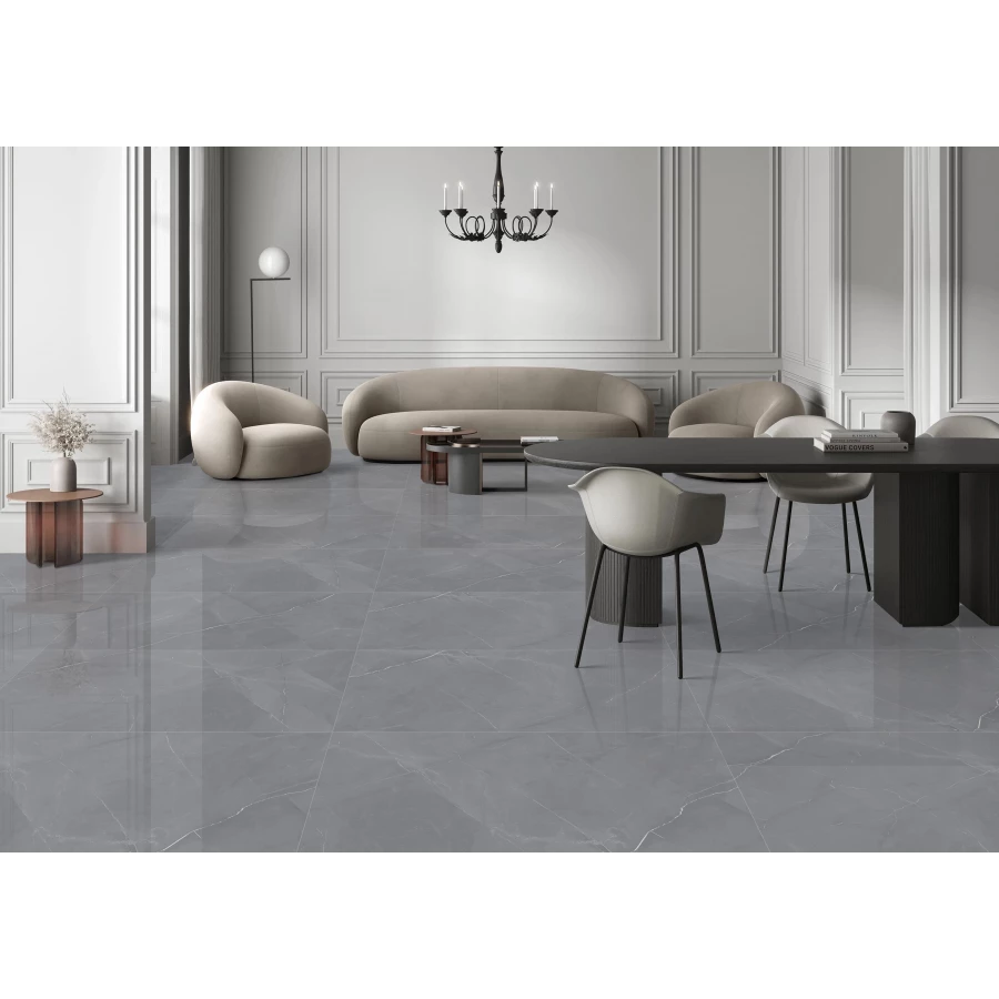 Керамогранит lamore Ceramic Gloss 60х120 Grigio Dark глянцевый серый 60/120-027 120х60 см