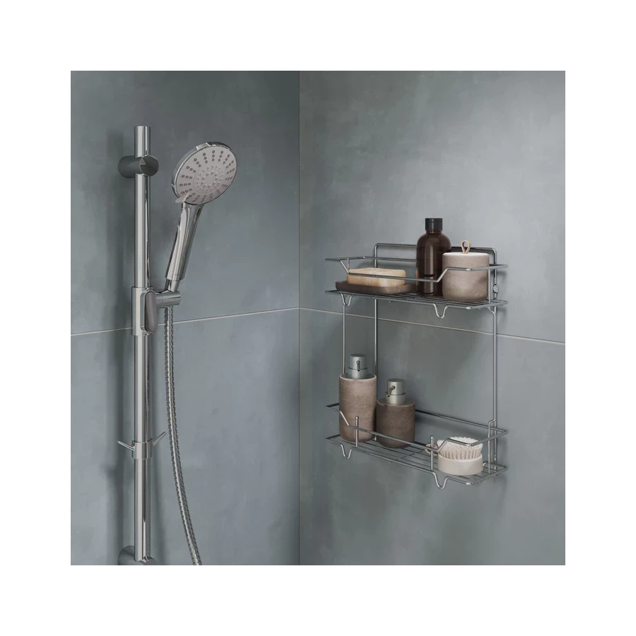 Полка Milardo Grid двухъярусная прямая проволока стальная хром GRICS2CM44