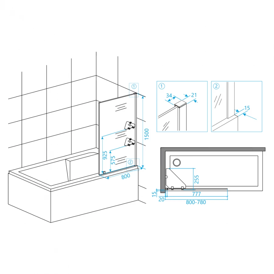 Шторка на ванну RGW SC-54 03115408-11 прозрачное