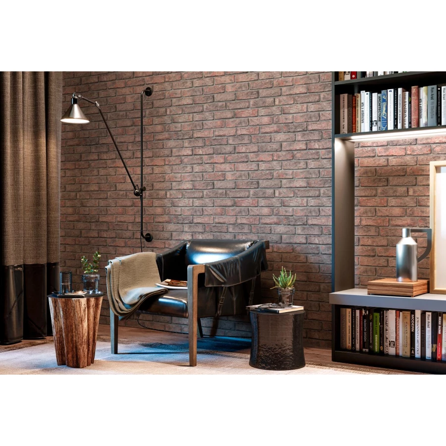 Обои флизелиновые Palitra Home Brick Loft HomeColor красные HC72192-54 1,06х10,05 м