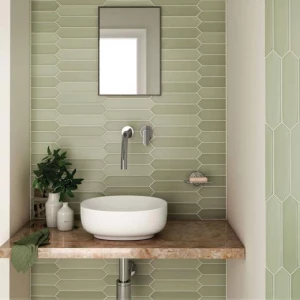 Плитка настенная Equipe Lanse Bahia 27487 глазурованный матовый зеленый 25*5 см