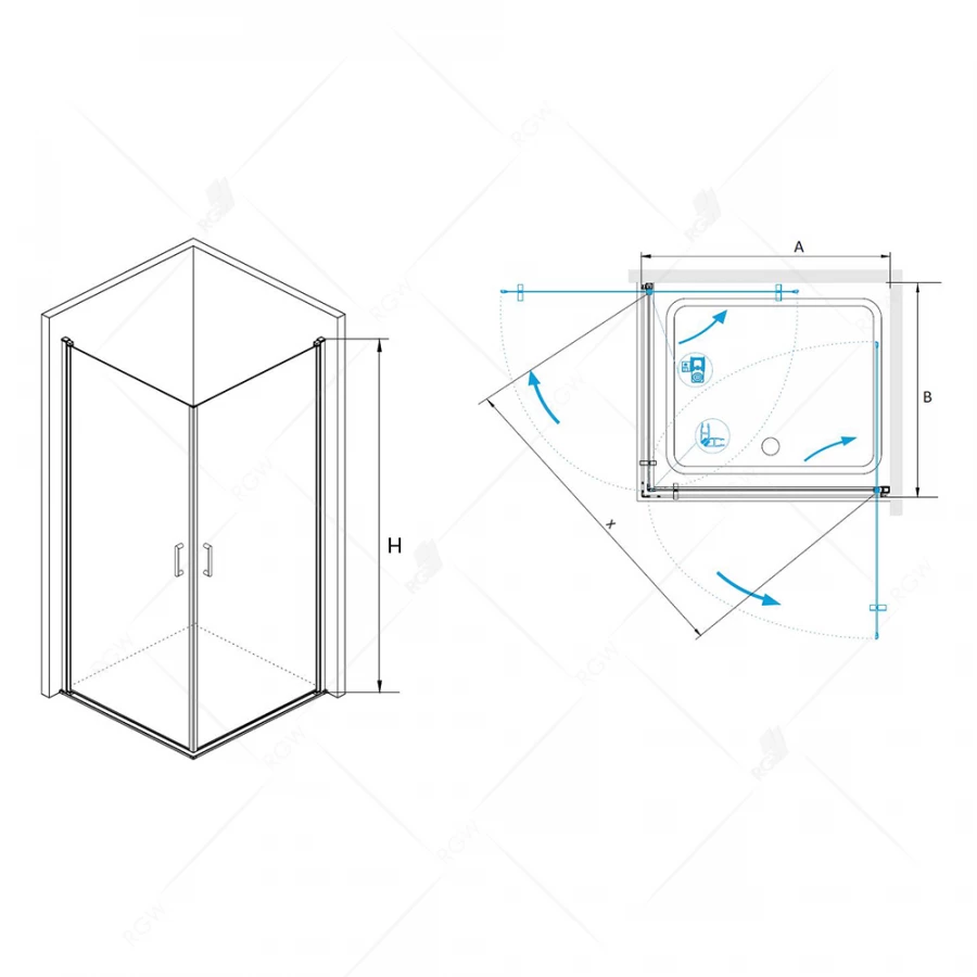 Душевой уголок RGW LE-30 Прозрачное 06123008-11 80х80 см