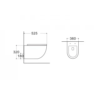 Унитаз подвесной безободковый Aquatek Европа тонкое сиденье с механизмом плавного закрывания крепеж цвет матовый серый AQ1901-MG 52,5х36х32 см
