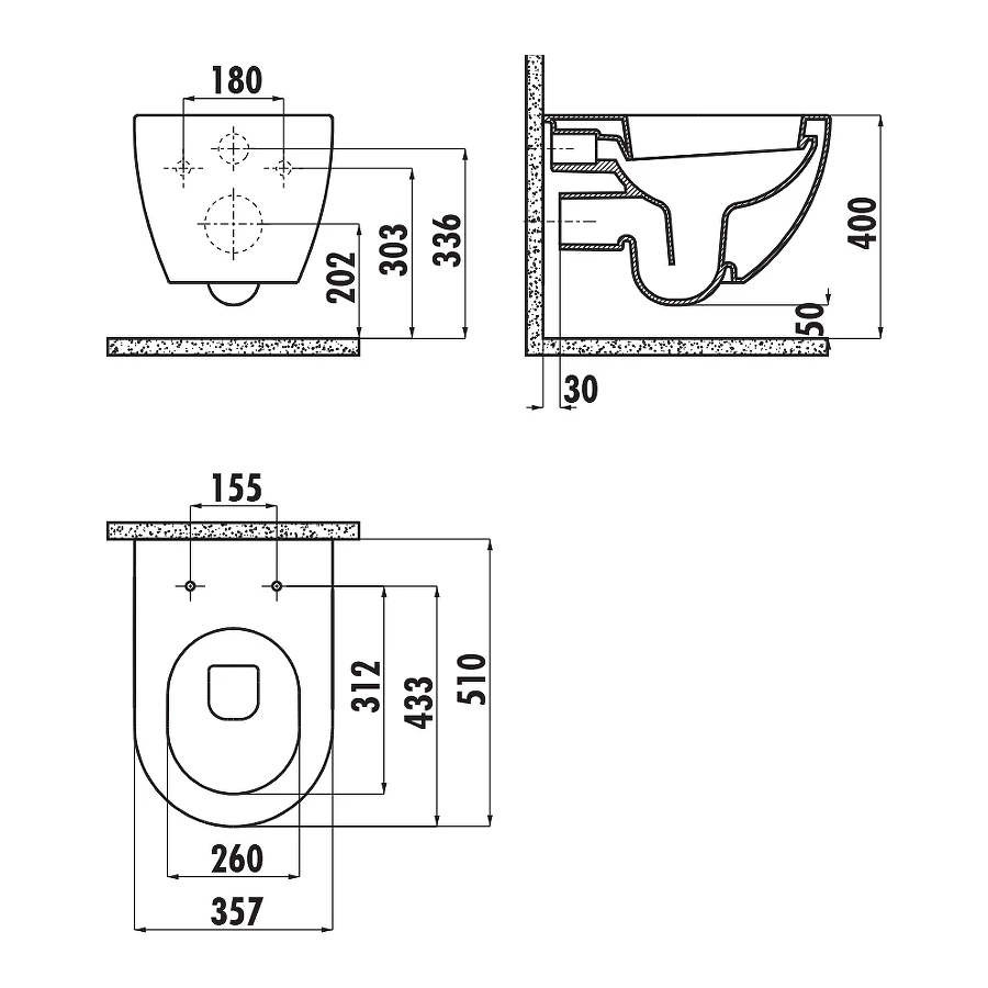 Унитаз подвесной Creavit Free антрацит матовый чаша без сидения FE320-11AM00E-0000