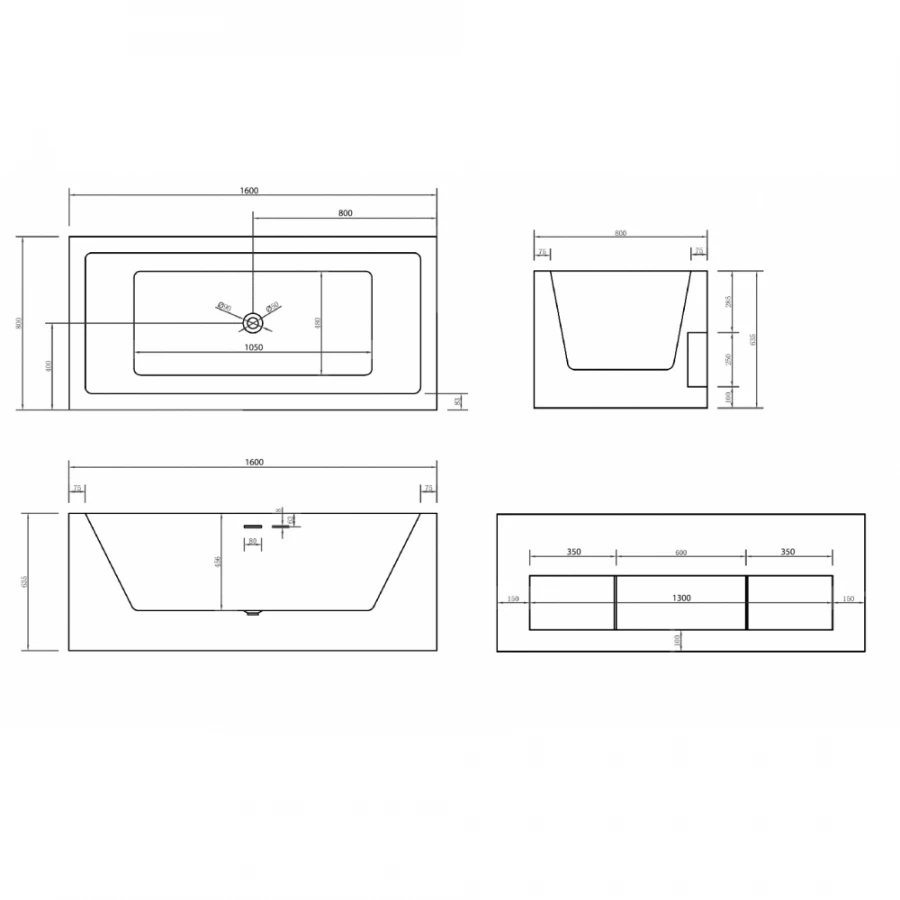 Акриловая ванна Abber AB9339-1.6 160х80 см