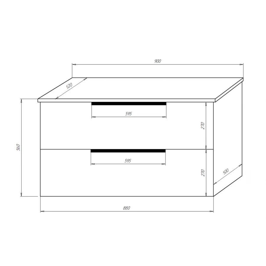 Тумба подвесная Azario Gris 90/2 два выдвижных ящика цвет дуб веллингтон CS00080430 90х50х56 см