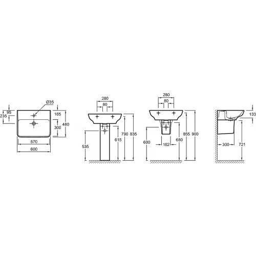 Раковина Jacob Delafon Struktura EGD112-00 60x48 см