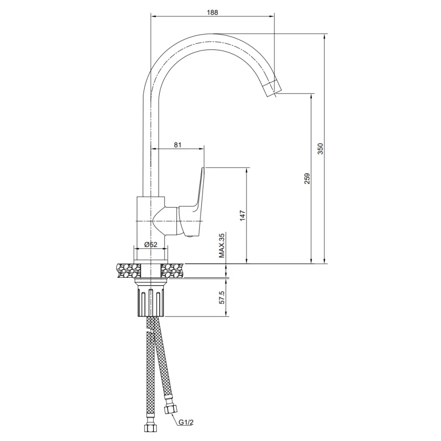 Смеситель для кухни Olive`s Tieso хром 26430TS