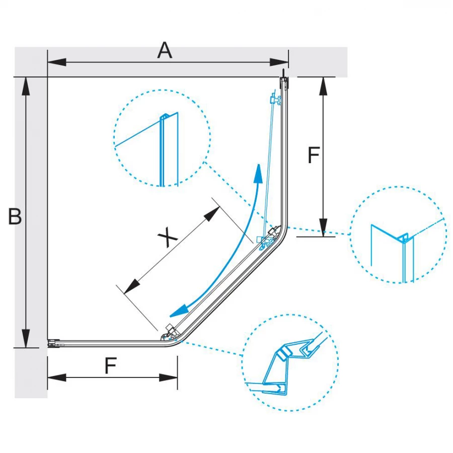 Душевой уголок RGW PA-86B Прозрачное 38088699-14 90х90 см