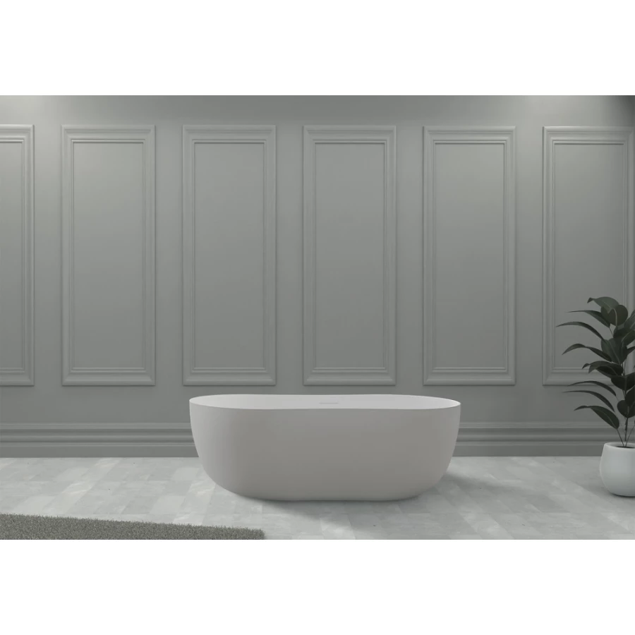Ванна из искусственного камня Abber Stein белая матовая AS9604 170x80 см