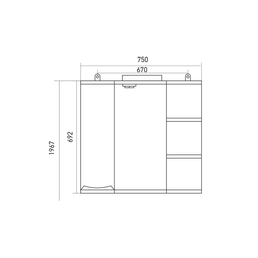 Зеркало-шкаф Mixline навесной с подсветкой Этьен-75 левый 534831