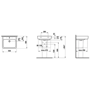 Раковина подвесная Laufen Pro 8.1895.1.000.104.1 55х48 см