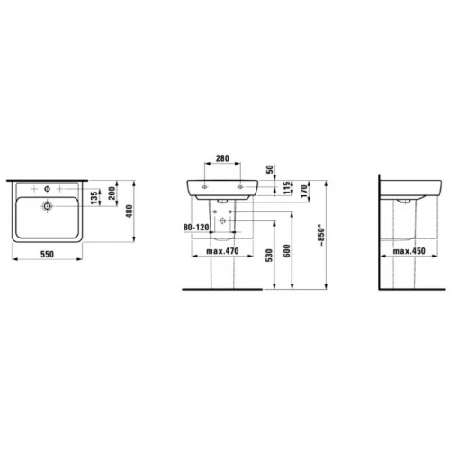 Раковина подвесная Laufen Pro 8.1895.1.000.104.1 55х48 см