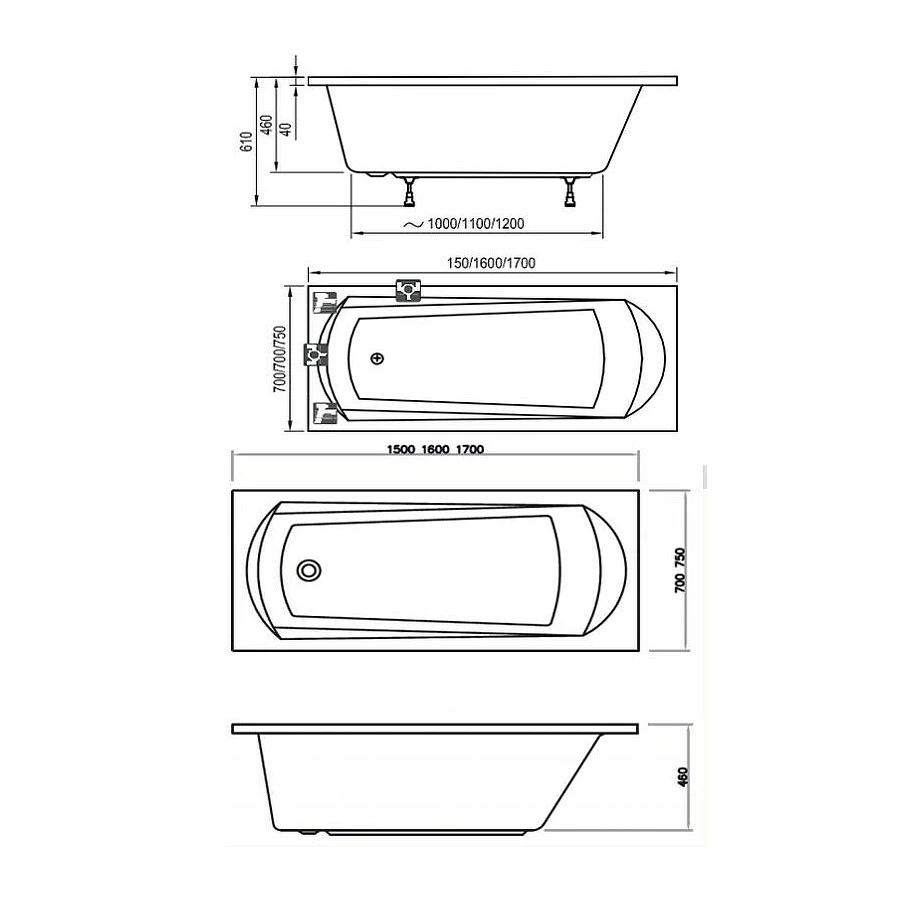 Ванна Ravak Domino белая C631000000 170x75 см