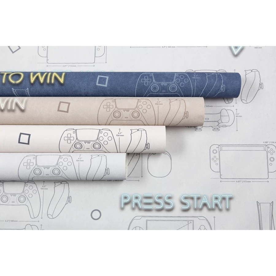 Обои флизелиновые Palitra Home Gamepad HomeColor серые HC72157-14 1,06х10,05 м