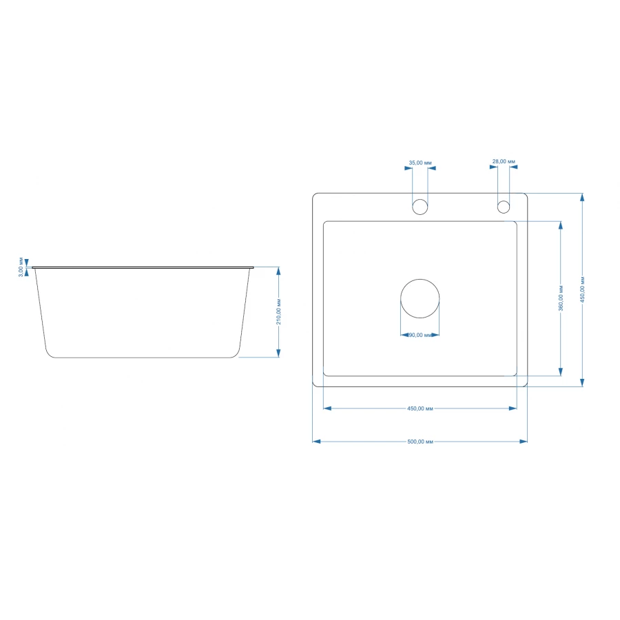 Мойка Fmark для кухни FSC5045C 50x45 cм