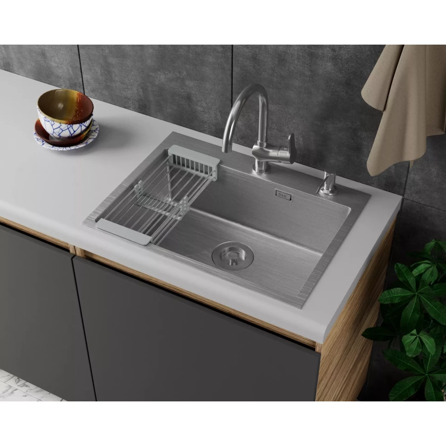Кухонная мойка D&K нержавеющая сталь сатин DKS604504