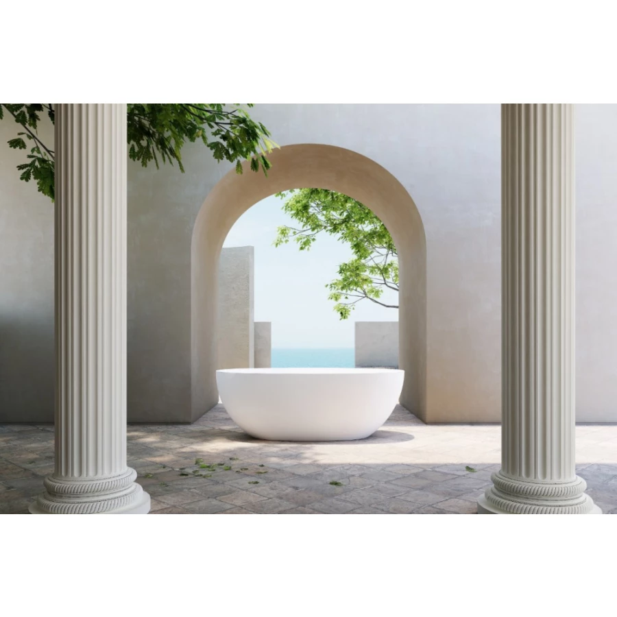 Ванна из искусственного камня Abber Stein белая матовая AS9620-1.6 165х78 см