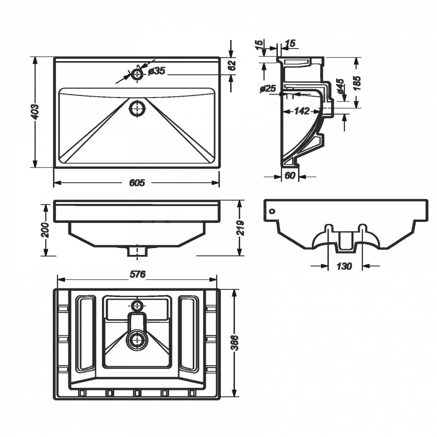Мебельная раковина Raval Fest FST60SLWB01 60х40 см