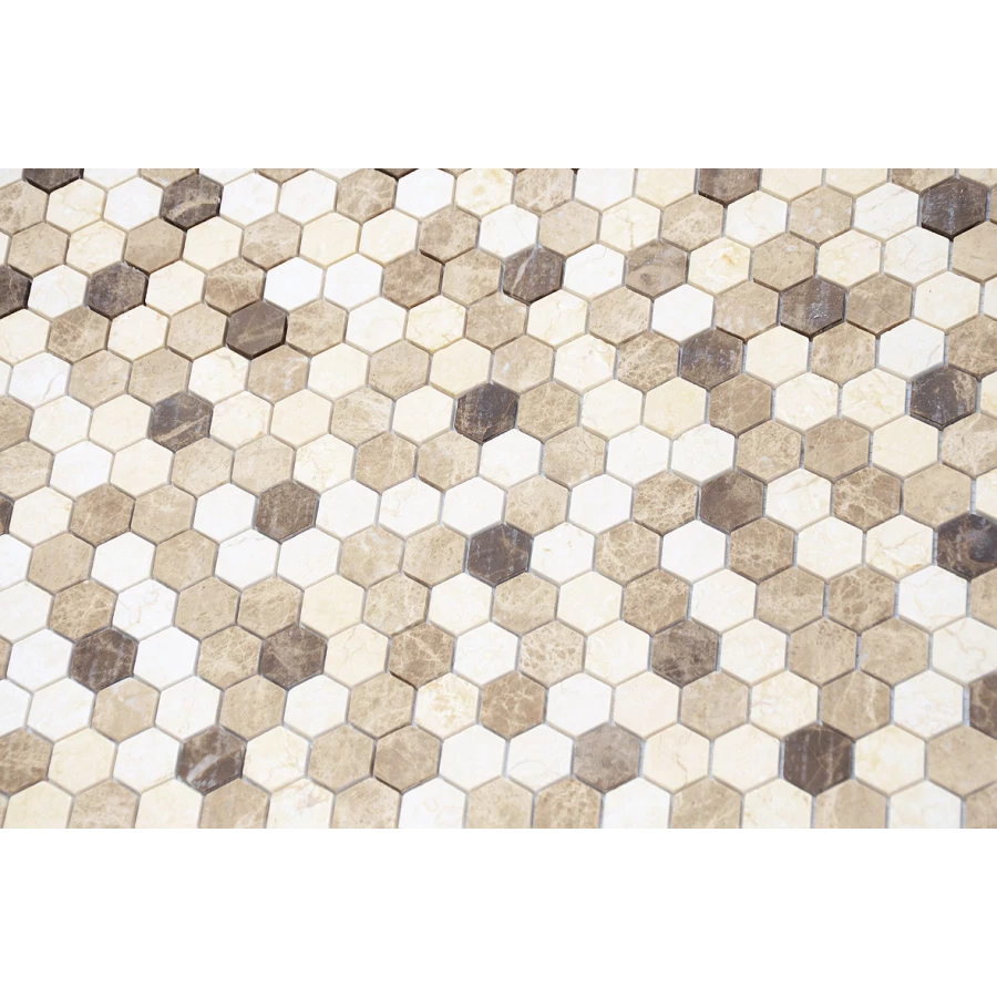 Мозаика из натурального камня LeeDo Ceramica Pietra Mix 1 MAT hex бежево-коричневый микс 28,5x30,5 см