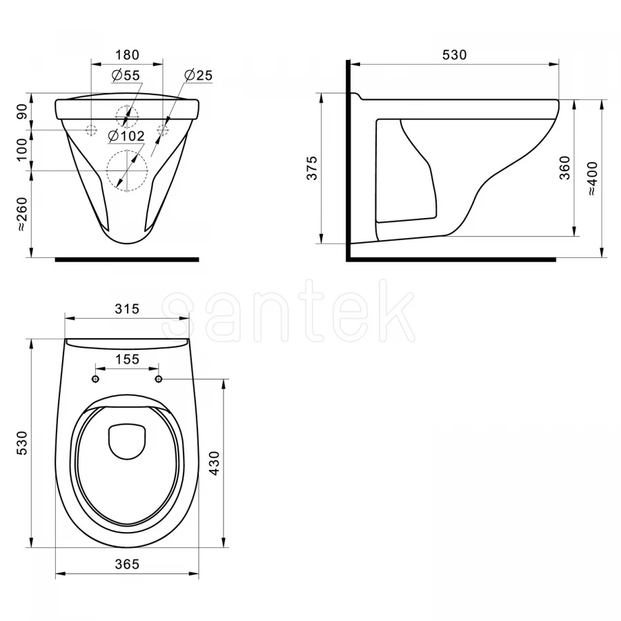 Комплект Santek Бореаль rimless подвесной унитаз инсталляция панель цвета хром 1.WH50.1.833