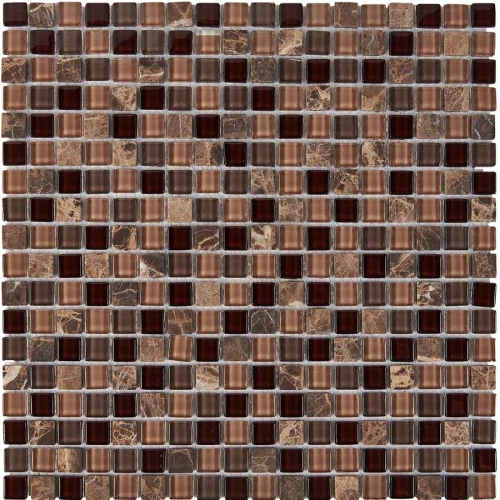 Мозаика из мрамора и стекла Pixel mosaic Камень и стекло чип 15x15 мм сетка Pix 738 30х30 см