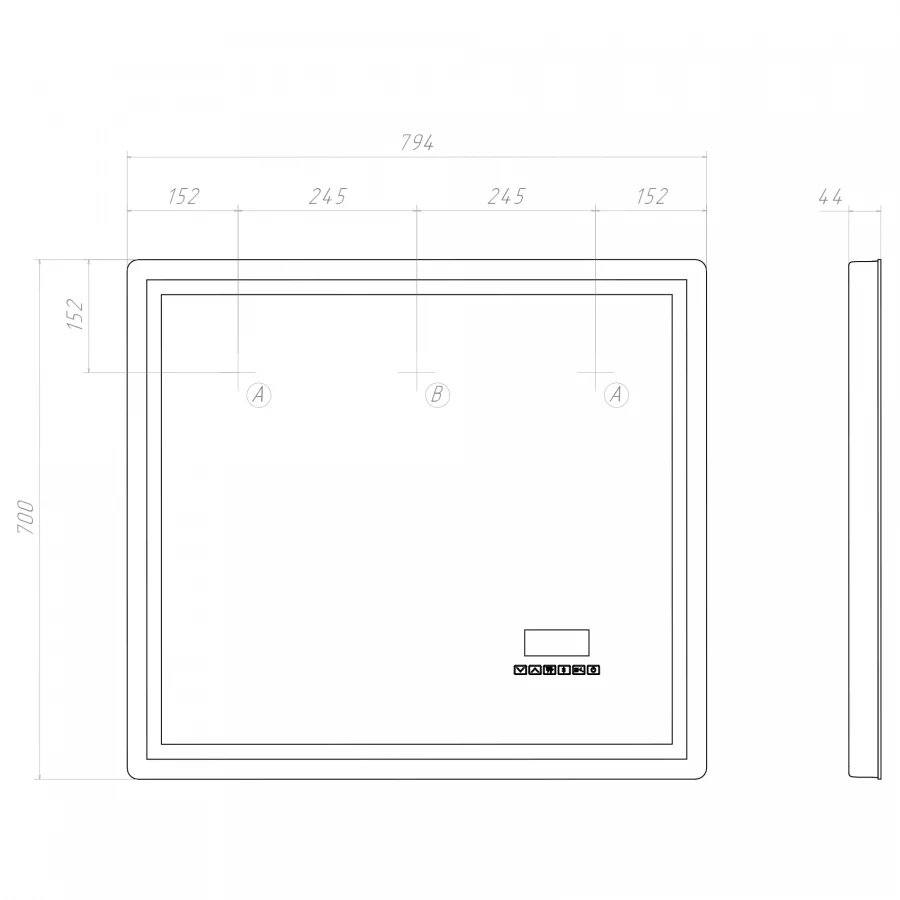 Зеркало Vigo Geometry Media voice 800 048 79.4x70 см