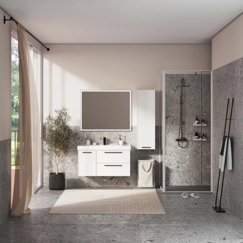 Пенал Кватро навесной матовый белый 35 см