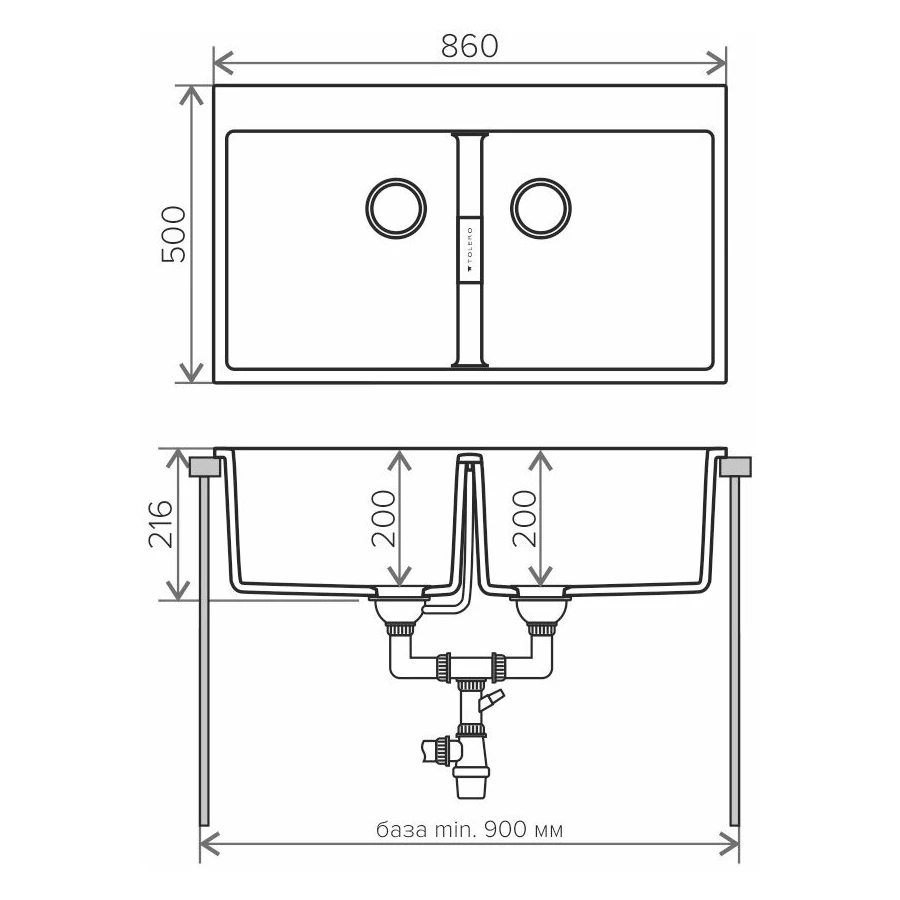Кухонная мойка Tolero TL-862 TL-862 №923 белый 86х50 см