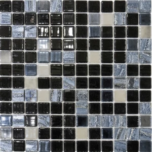 Мозаика Vidrepur Astra Black Mix 25х25 глянцевая черная 53378607 31,7х31,7 см