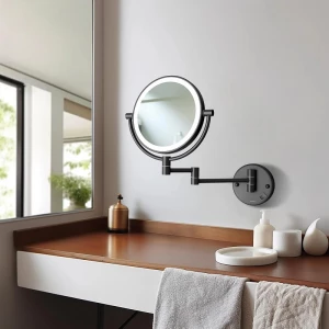 Зеркало косметическое настенное с подсветкой 5х матовый черный AQ4912MB