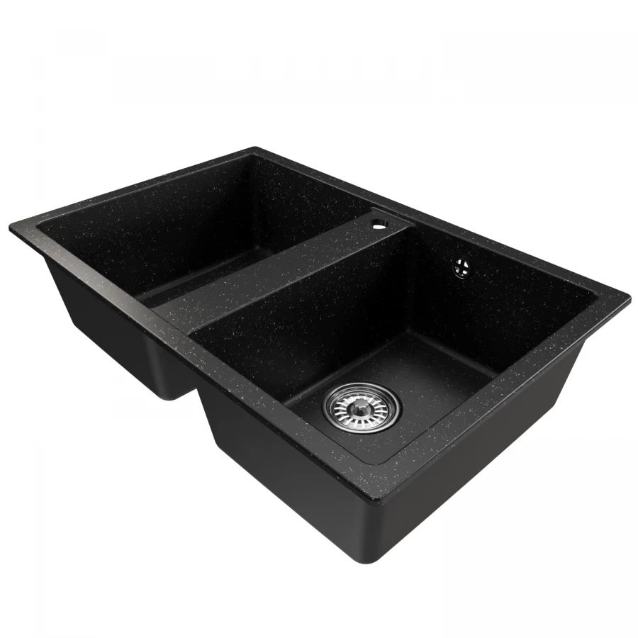 Мойка MixLine ML-GM23 New двухчашевая черная 308 552037 77x50x19 см