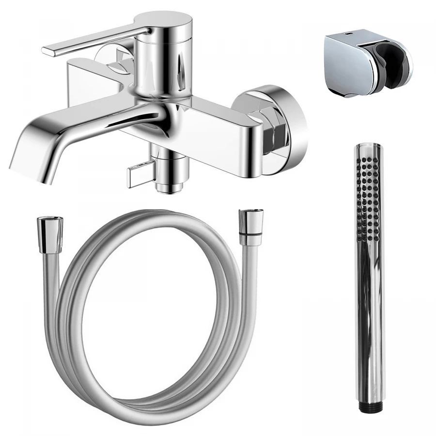 Смеситель для ванны и душа Azario Vincente с ручным душем керамический картридж хром AZ-VRZ238326C
