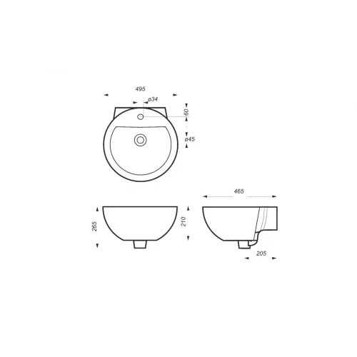Умывальник Sanita Luxe Art ARTSLWB01 49.5x46.5 см