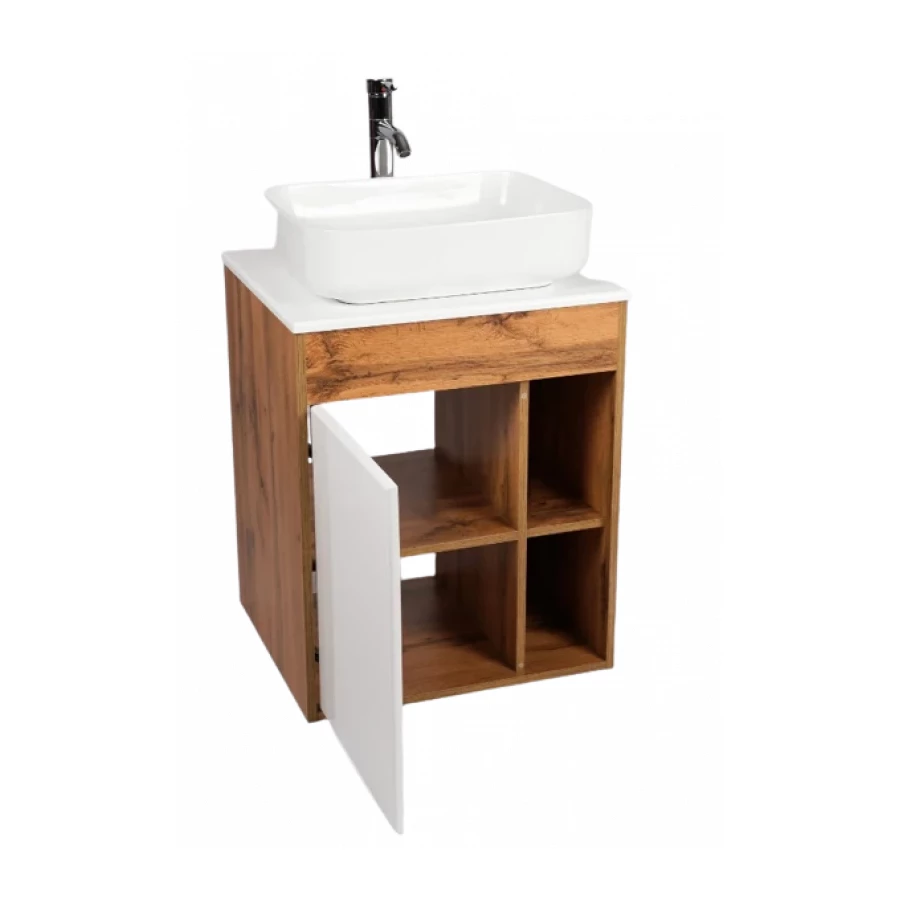 Тумба Viant Бостон 1 створка со столешницей L56 подвесная VBOS56N-T1STP 56х63.6 см